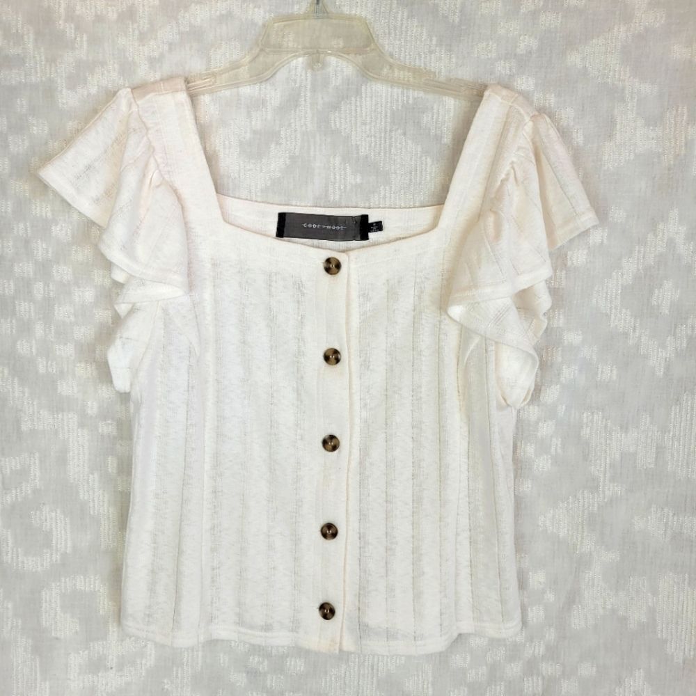 Code x Mode ivory top button front square neckline flare sleeves fairy girly M